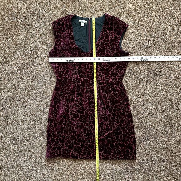Muse Boston Proper Velvet Dress 12 Midi Sleeveless Floral Burgundy - Picture 5 of 10